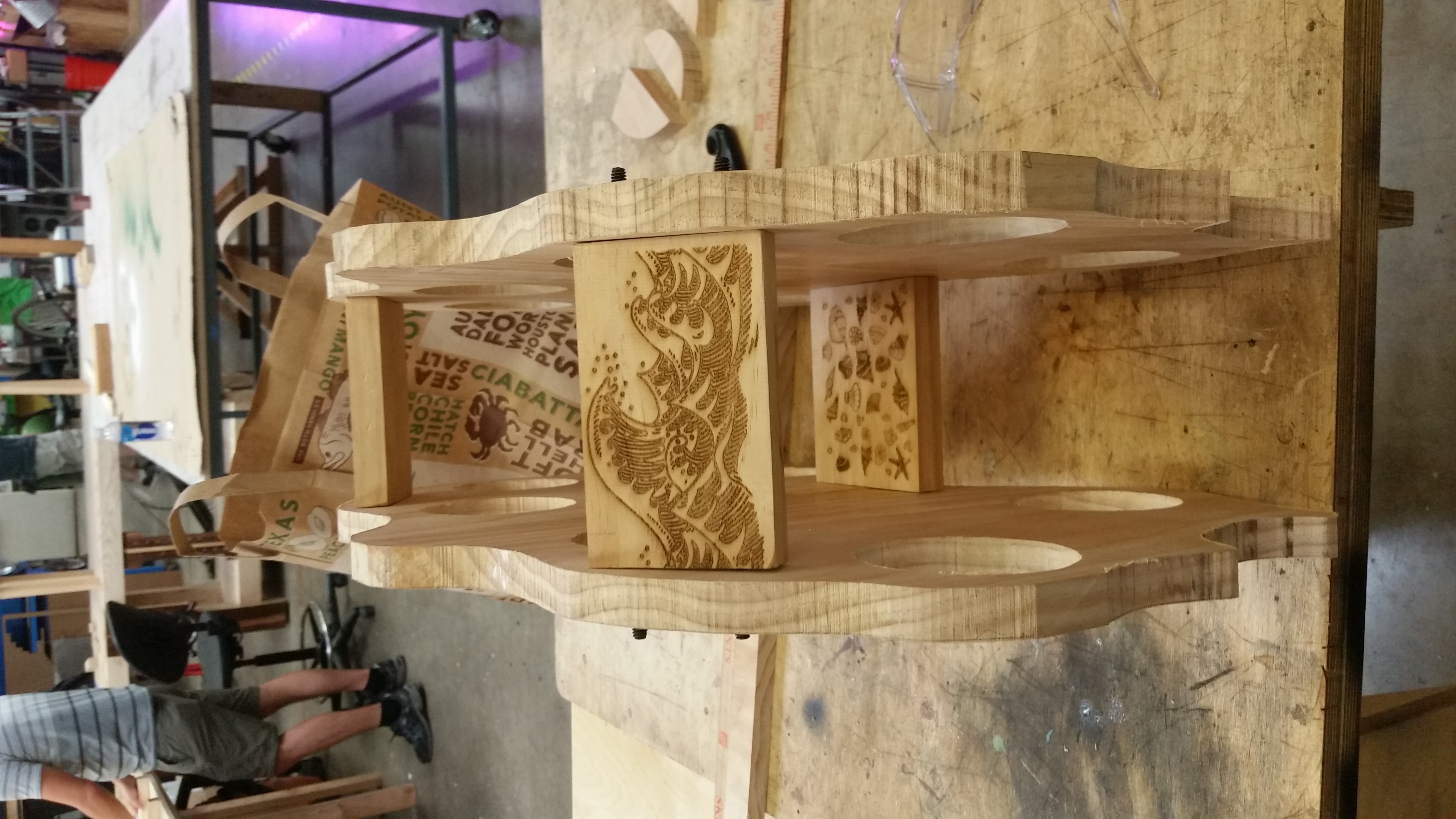 Wine rack in progress: 2